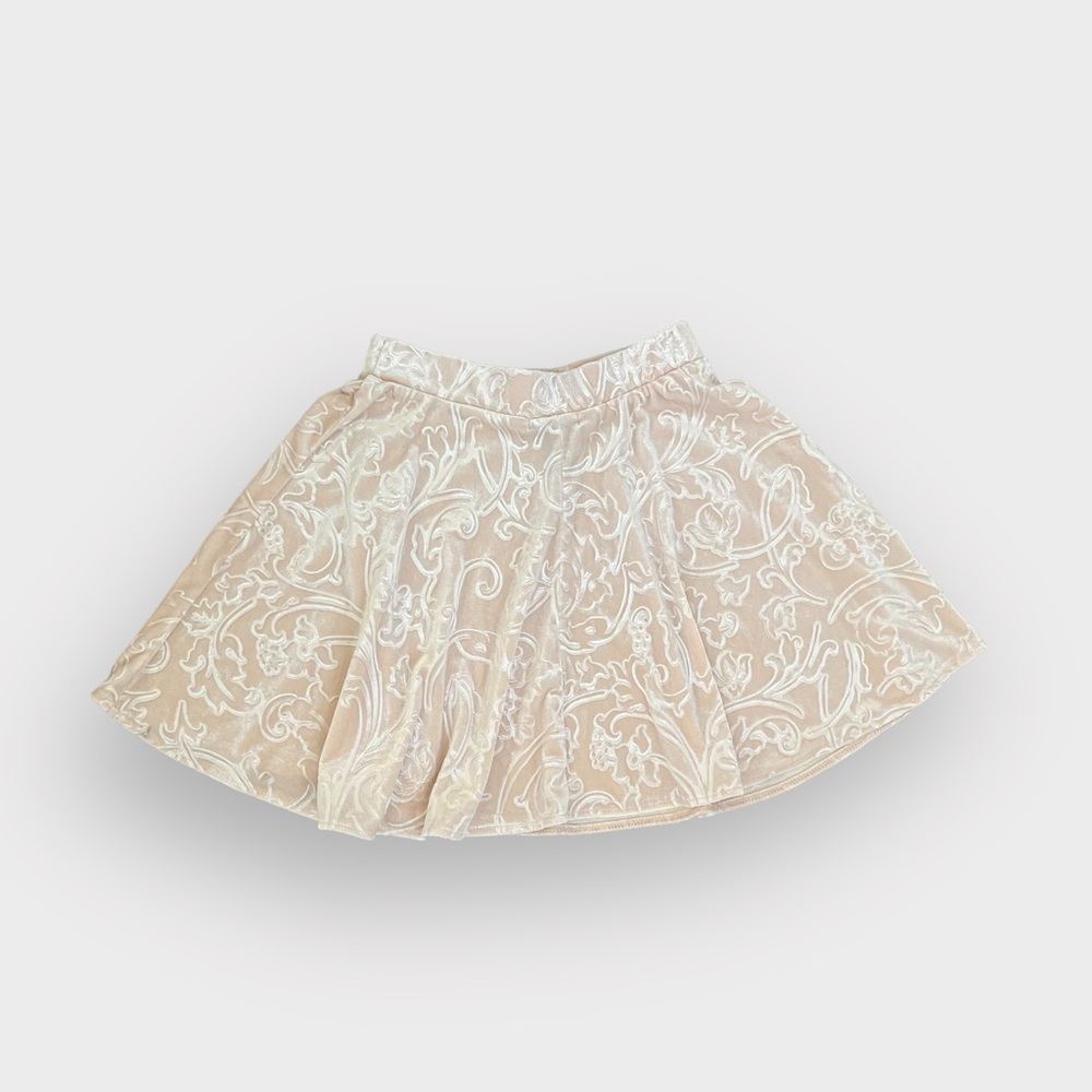 Forever 21 Blush Pink Floral Baroque Velvet Skater Skirt - Picture 2 of 3